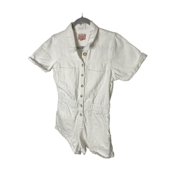 Show Me Your Mumu Cannon Romper Cuffed Button Front Short Sleeve Seasalt Size M - Picture 4 of 8